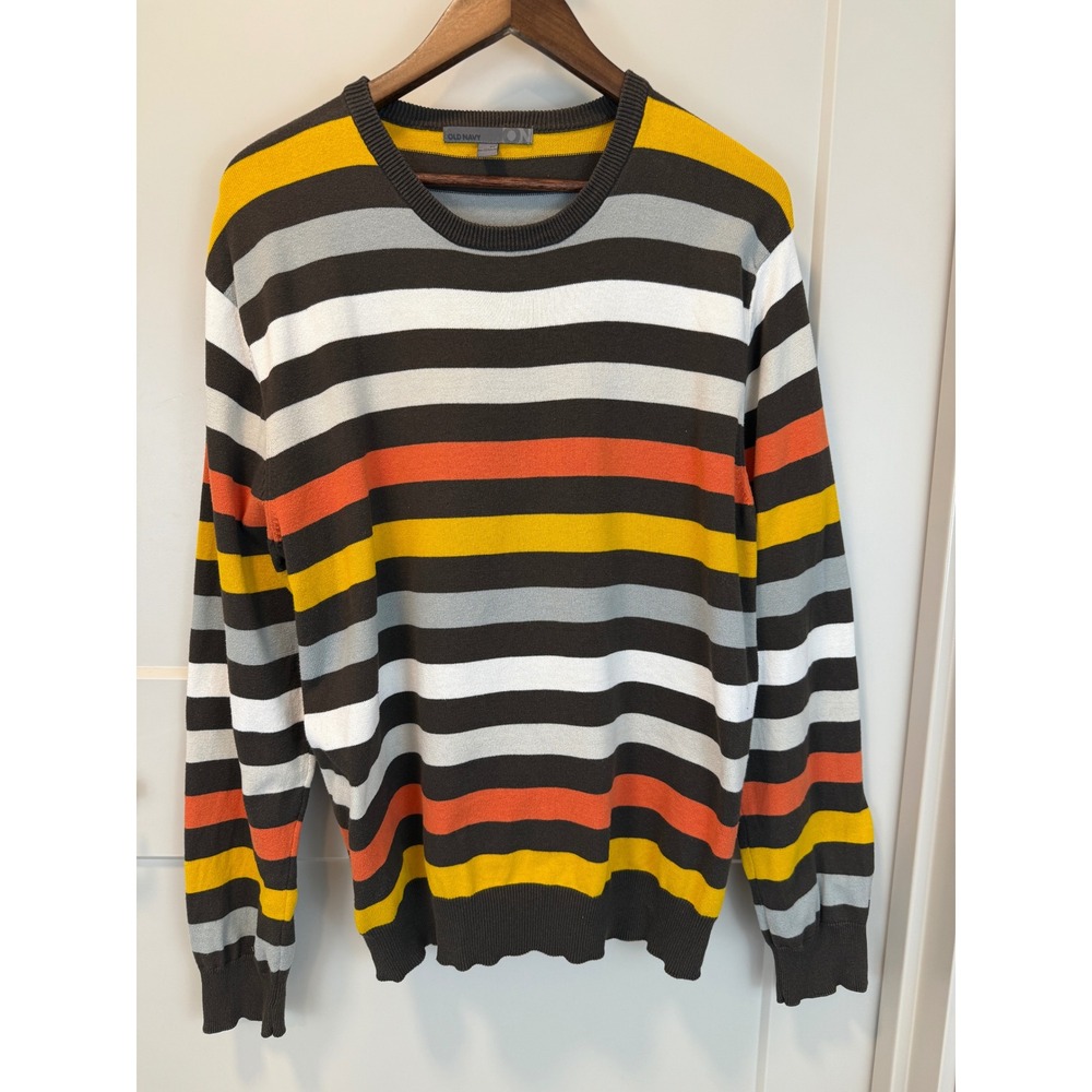 Vintage Old Navy Retro Stripe Sweater Size XL Crew Neck